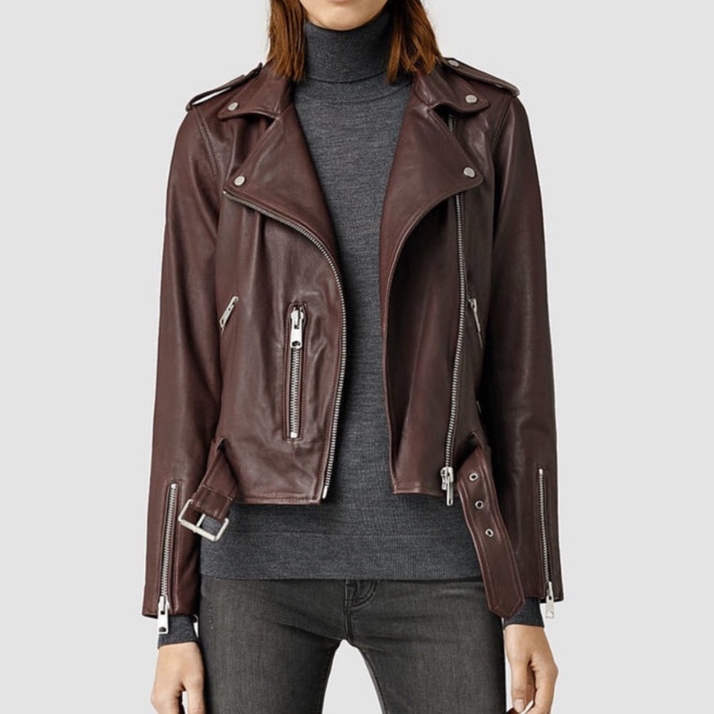 All Saints Gidley leather jacket - oxblood sz 4